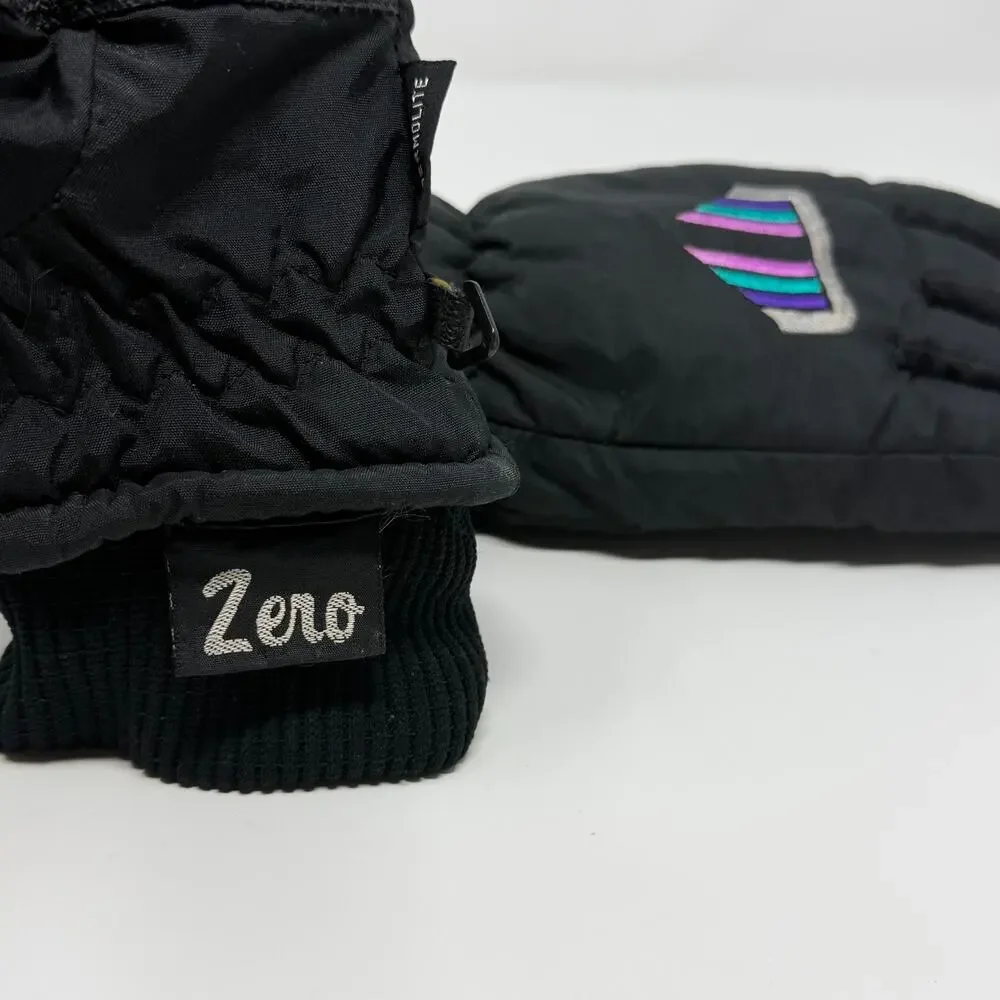 Vintage Zero Thermolite Ski Gloves Leather Palm S Black